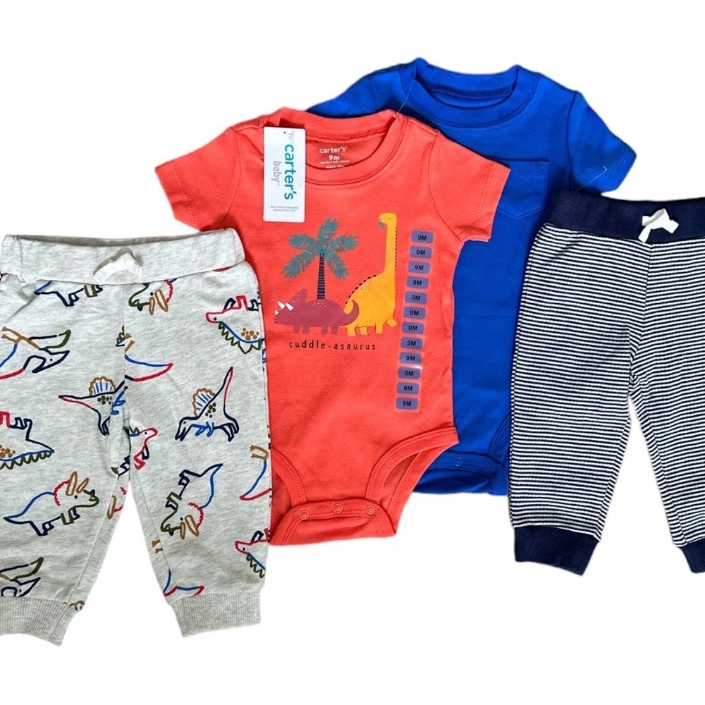 New Carter's Baby Boy's Retro Dinosaur / Modern 4 Piece Cotton outfit sets